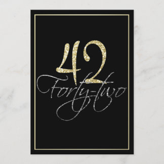 Formal Silver Black und Gold 42. Geburtstagsparty Einladung
