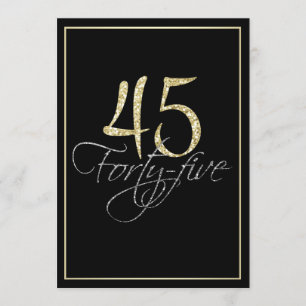 Formal Silver Black und Gold 45. Geburtstagsparty Einladung