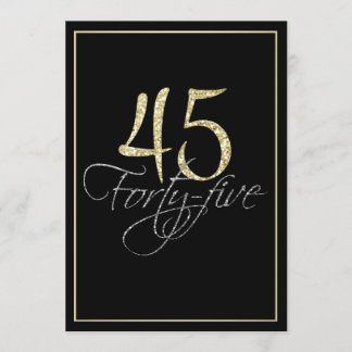 Formal Silver Black und Gold 45. Geburtstagsparty Einladung
