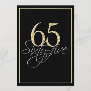 Formal Silver Black und Gold 65. Geburtstagsparty Einladung