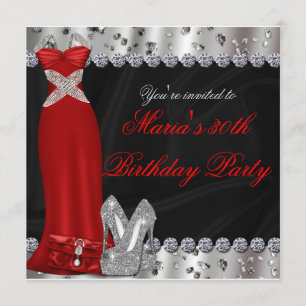 Formal Silver Red Gown & Heelses Party Einladung