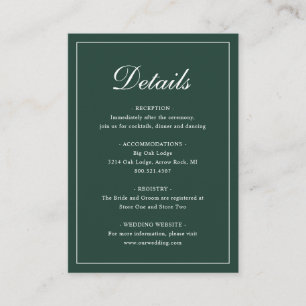 Formal Traditionelle Elegant Forest Green Wedding Begleitkarte