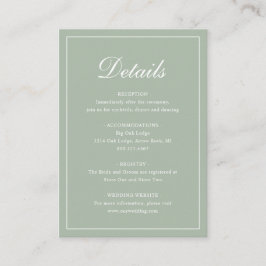 Formal Traditionelle Elegant Sage Green Wedding Begleitkarte