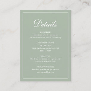 Formal Traditionelle Elegant Sage Green Wedding Begleitkarte
