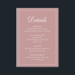 Formal Traditionelle elegante Dusty Rose Pink Wedd Begleitkarte<br><div class="desc">Traditionell staubige Rose rosafarbene Hochzeitskassenkarte mit einem einfachen Design mit "Details" in einer eleganten Kalligraphie innerhalb eines dünnen Randes. Die Vorlage ermöglicht Ihnen,  wichtige Informationen über Ihren besonderen Tag zu teilen. Dieses klassische Design ist perfekt für eine formelle Hochzeit.</div>