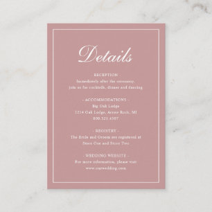 Formal Traditionelle elegante Dusty Rose Pink Wedd Begleitkarte