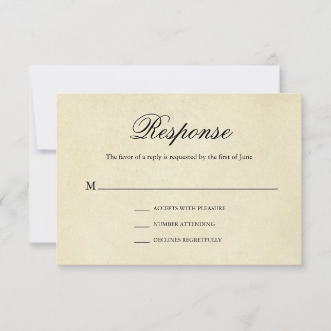 Formal Traditionelle Vintage Hochzeit RSVP Karte (Vorderseite)