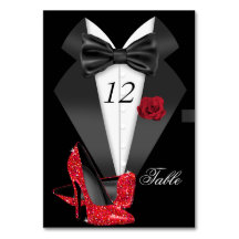 Formal Tuxedo Schwarz Rote Heelse Tischnummer Sitz