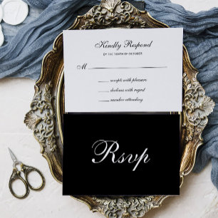 Formal und Klassisch Dunkle Schwarze Hochzeit RSVP Karte