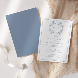 Formal Vintages Periwinkle Monogram Wedding Einladung