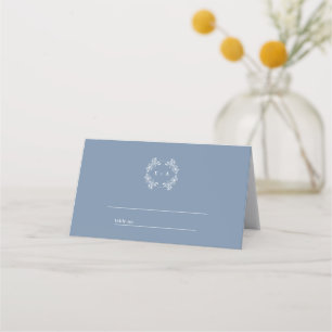 Formal Vintages Periwinkle Monogram Wedding Platzkarte