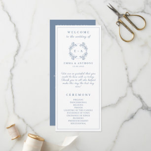 Formal Vintages Periwinkle Monogram Wedding Progra Programm