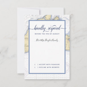 Formal Wedding Martha's Vineyard mit Gastname RSVP Karte