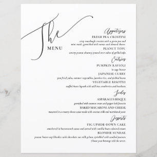 Formal Wedding Menu Elegant Schwarz-weiß