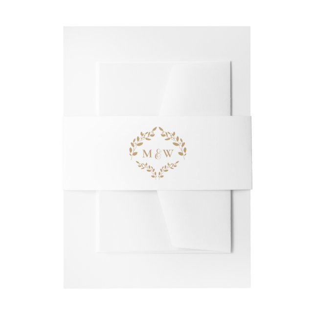 Formal Wedding Monogram Wappen Leaf Einfach kunden Einladungsbanderole (Vorderseite Beispiel)