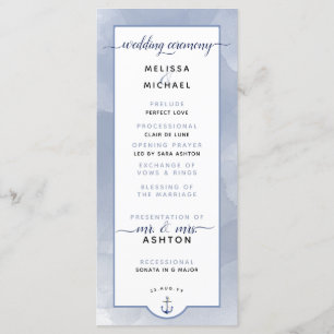Formal #Wedding #Nautical Navy Dusty Blue Wedding Programm