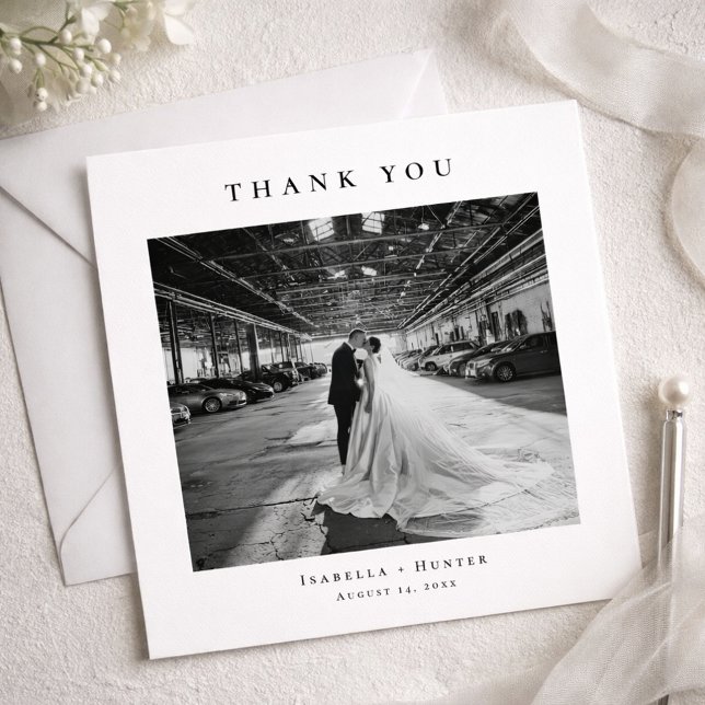 Formal Wedding Photo Thank You Card With Note Dankeskarte (Von Creator hochgeladen)