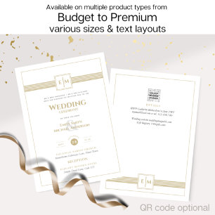 Formal Wedding White Gold Einladung Classic Monogr