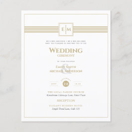 Formal Wedding White Gold Einladung Classic Monogr Flyer