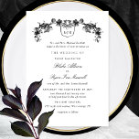Formal White and Black Enchanted Monogram Wedding Einladung<br><div class="desc">Freuen Sie sich auf diese elegante, weiße und schwarze Einladung zur Hochzeit mit schönen handgezeichneten botanischen Garnelen in Schwarz. Formelle Einladung mit den Namen der Eltern. Das gleiche Design ohne Eltern Namen ist ebenfalls verfügbar. Möglichkeit, alle Textabschnitte zu ändern und an Ihre Bedürfnisse anzupassen. Einfach zu füllen Vorlage. Elegantes, romantisches...</div>