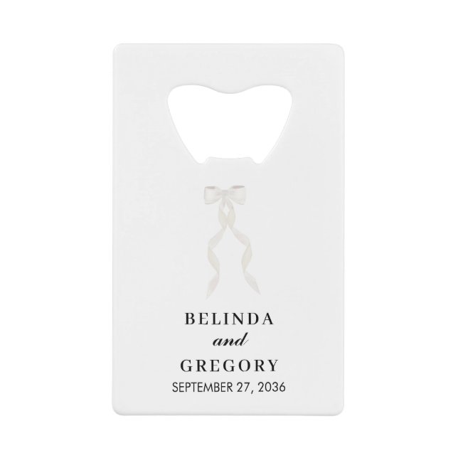 Formal White Bow Ribbon Elegant Wedding Geldbeutel Flaschenöffner (Vorderseite)