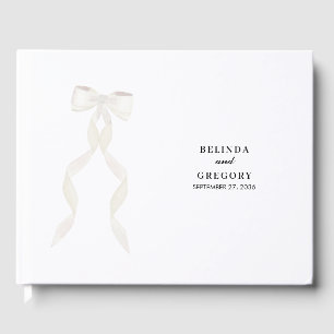 Formal White Bow Ribbon Elegante Hochzeit Gästebuch