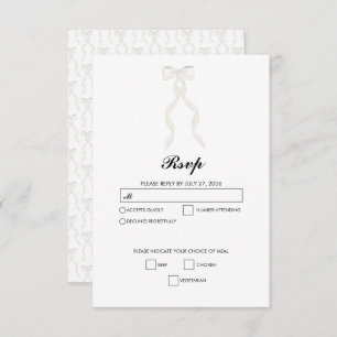 Formal White Bow Ribbon Elegante Hochzeit RSVP Karte