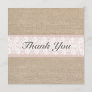 Formale Dankeskkarte aus Jute & Spitze in Rosa Dankeskarte