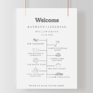 Formale einfache DIY-Hochzeits-Willkommens-Zeitach Poster