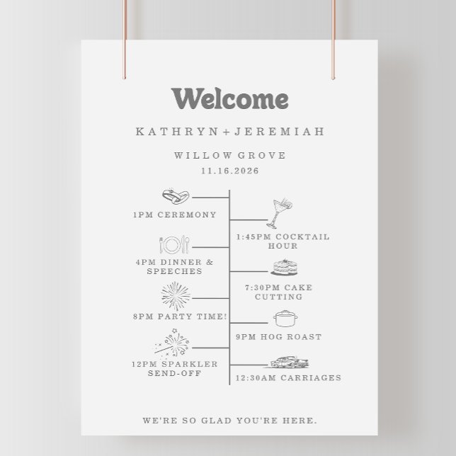 Formale einfache DIY-Hochzeits-Willkommens-Zeitach Poster (Von Creator hochgeladen)