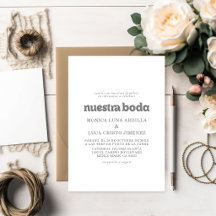 Formale einfache Nuestra Boda Hochzeit