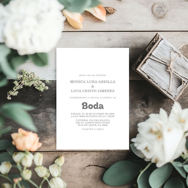 Formale einfache spanische Hochzeit Boda Einladung (Von Creator hochgeladen)
