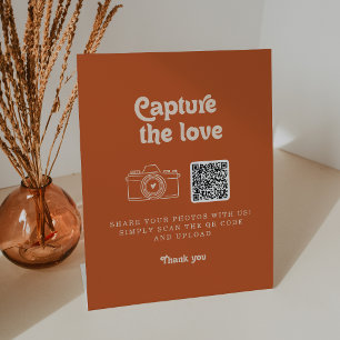 Formale einfache Terrakotta-Capture-the-Love-Hochz Sockelschild