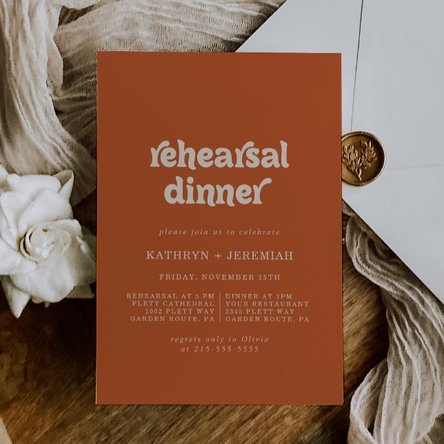 Formale einfache Terrakotta Hochzeitsprobe Dinner- Einladung (Von Creator hochgeladen)