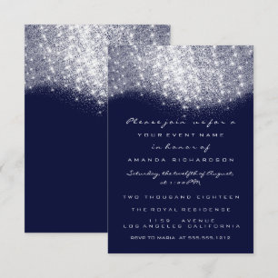 Formale Einladung in Silber Grau Glitter Blau Navy