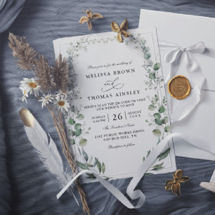 Formale elegante botanische Acryl-QR-Code-Hochzeit Einladung