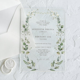 Formale elegante botanische Hochzeit Acryleinladungen