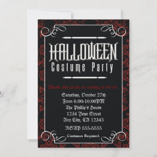 Formale elegante Halloween-Kostüm-Party-Einladung Einladung
