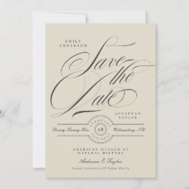 Formale elegante Kalligrafie Black-Tie-Foto Save The Date