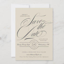 Formale elegante Kalligrafie-Hochzeitswebsite-Foto Save The Date