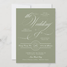 Formale elegante Kalligrafie Salbei grüne Hochzeit