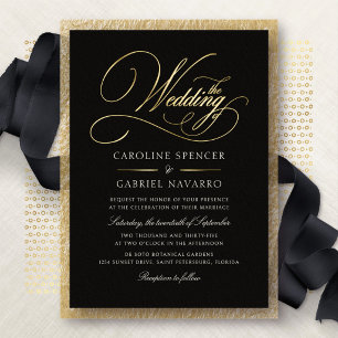 Formale elegante Kalligrafie-Schrift Hochzeitsfoli Folieneinladung