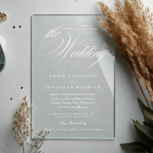 Formale elegante Kalligrafie Smoking Die Hochzeit Acryleinladungen