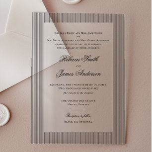 Formale elegante klassische schwarze Streifen Hoch Acryleinladungen