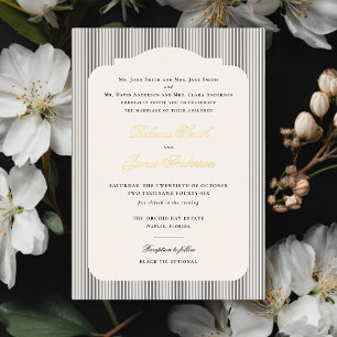 Formale elegante klassische schwarze Streifen Hoch Folieneinladung