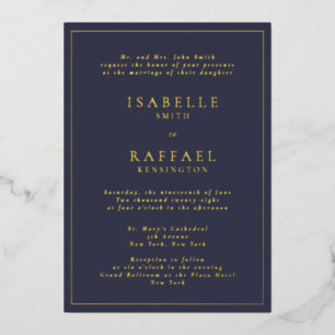 Formale elegante navyblaue Hochzeit an mehreren Or Folieneinladung