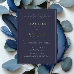 Formale elegante navyblaue Hochzeit an mehreren Or Folieneinladung