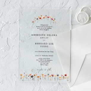 Formale farbenfrohe Hochzeit mit Blumen Acryleinladungen