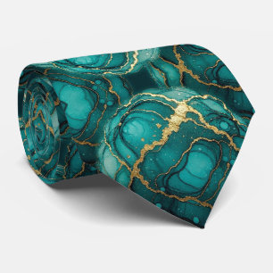 Formale Faux-Seide   Marmor Teal + Gold Gentleman' Krawatte