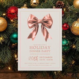 Formale Festtags-Dinnerparty Rose Gold Satin-Schle Einladung